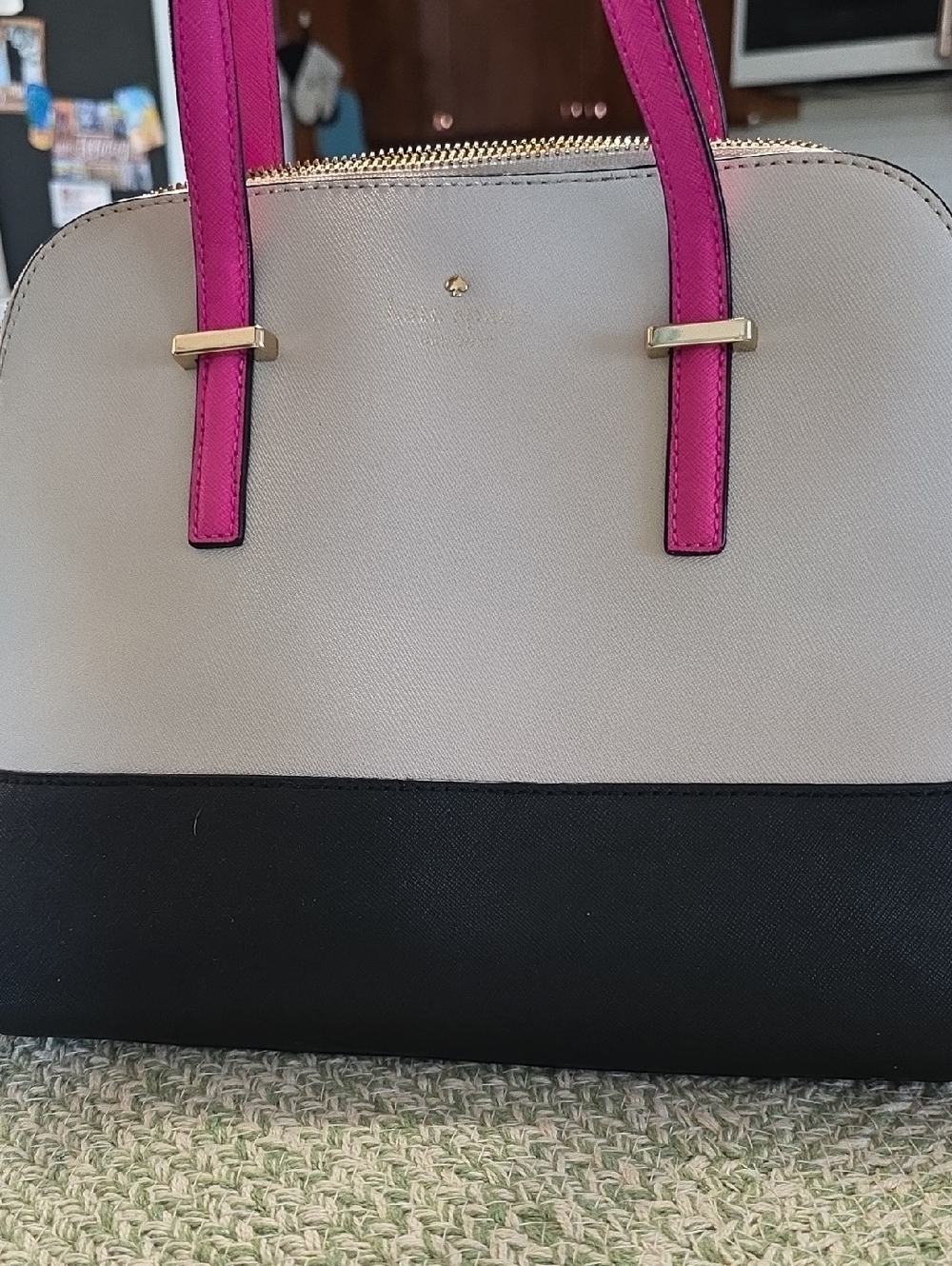 kate spade Two-Tone Dome Satchel in Cream, Black & Pink